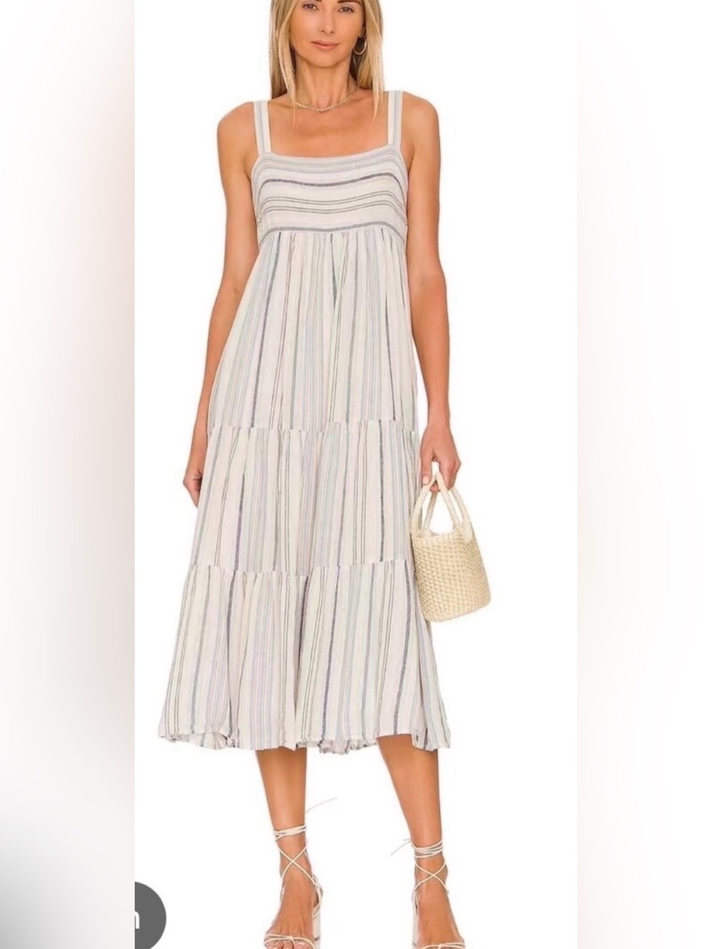 EUC/Rails”Shailene”Midi SunDress in Montauk Stripe/Flowy tiered skirt/SzMedium